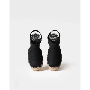 Calzaro Alpargatas | Alpargata Vegana Plana para Mujer con Elásticos Verona Negro