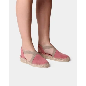 Calzaro Alpargatas | Alpargata Vegana Plana para Mujer en Tejido de Algodón-Verdi-V Blush Rojo.