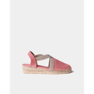Calzaro Alpargatas | Alpargata Vegana Plana para Mujer en Tejido de Algodón-Verdi-V Blush Rojo.