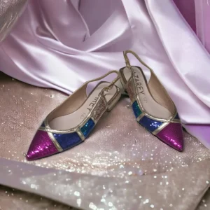 Calzaro Zapatos De Tac贸n | Bailarinas | Bailarina Rosa Destalonada con Lentejuelas 253 Multicolor.
