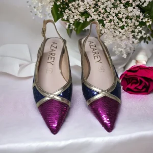 Calzaro Zapatos De Tac贸n | Bailarinas | Bailarina Rosa Destalonada con Lentejuelas 253 Multicolor.