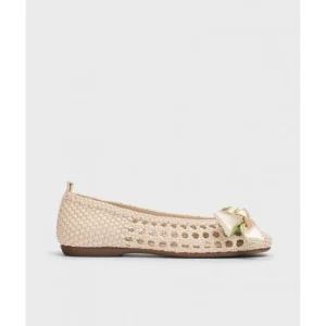 Calzaro Bailarinas | Bailarina Trenzado Bow 1001 Natural Beige