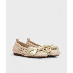 Calzaro Bailarinas | Bailarina Trenzado Bow 1001 Natural Beige