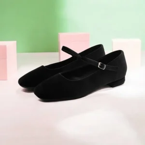 Calzaro Zapatos De Tac贸n | Bailarinas | Bailarinas Flexibles 459 en Terciopelo Negro