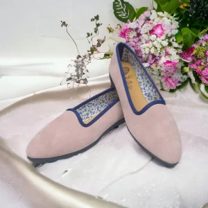 Calzaro Casual | Bailarinas | Bailarinas Venecianas de Mujer Carla en Piel Afelpada Rosa Antique.