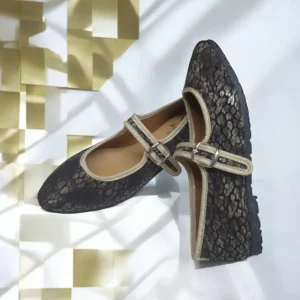 Calzaro Casual | Bailarinas | Bailarinas Venecianas Trabilla de Mujer Berta en Piel Negro Leopardo