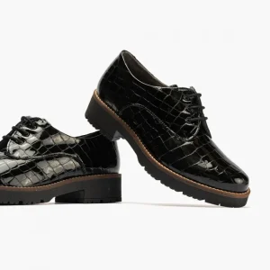 Calzaro Zapatos Con Cordones | Confort | Blucher 10081 en Coco para Mujer, Color Negro.
