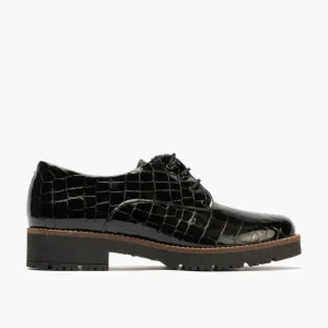 Calzaro Zapatos Con Cordones | Confort | Blucher 10081 en Coco para Mujer, Color Negro.