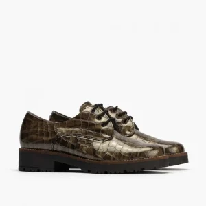 Calzaro Zapatos Con Cordones | Confort | Blucher 10081 en Coco para Mujer, Color Humo.