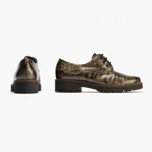 Calzaro Zapatos Con Cordones | Confort | Blucher 10081 en Coco para Mujer, Color Humo.