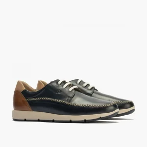 Calzaro Zapatos Con Cordones | Blucher Bordón Hombre 4051 Slip en Piel con Cordones Azul Marino