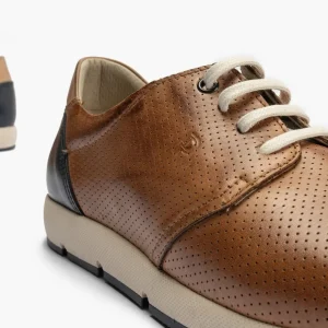 Calzaro Zapatos Con Cordones | Blucher Casual Hombre Piel Cordones 4054 Slip en Marrón Claro Cuero
