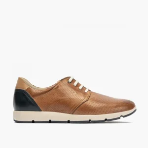 Calzaro Zapatos Con Cordones | Blucher Casual Hombre Piel Cordones 4054 Slip en Marrón Claro Cuero