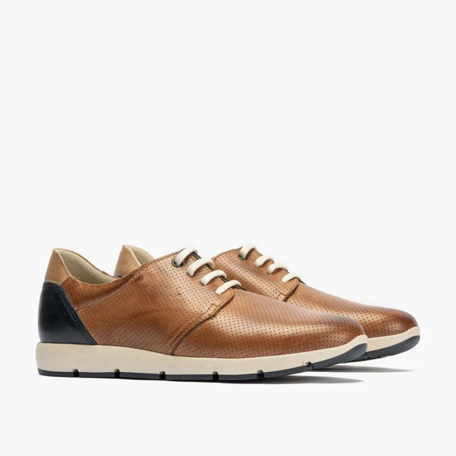 blucher_casual_hombre_pie_4.webp Calzaro Zapatos Con Cordones | Blucher Casual Hombre Piel Cordones 4054 Slip en Marrón Claro Cuero