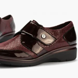 Calzaro Confort | Blucher de Velcro con Lycra 5311 color Burdeos para mujer