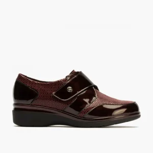 Calzaro Confort | Blucher de Velcro con Lycra 5311 color Burdeos para mujer