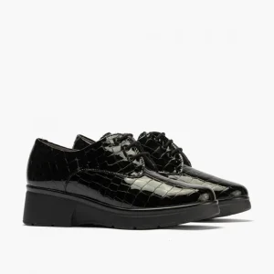 Calzaro Zapatos Con Cordones | Confort | Blucher en Coco de Mujer 10057 Color Negro.