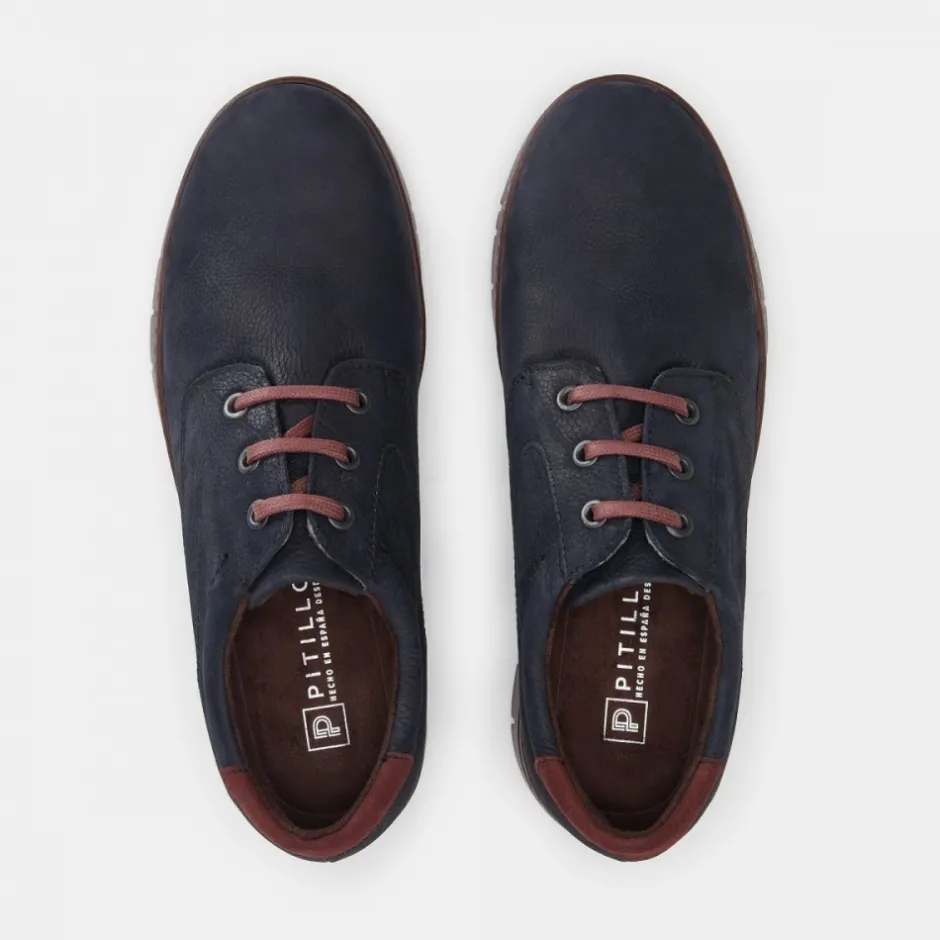blucher_hombre__combinado_1.webp Calzaro Zapatos Con Cordones | Blucher Hombre 4962 Combinado en Nobuck Azul