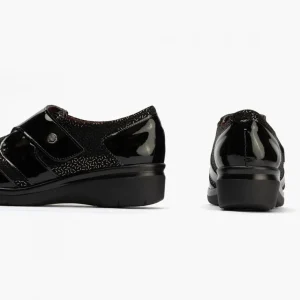 Calzaro Confort | Blucher Lycra con Velcro para Mujer 10021 Color Negro.