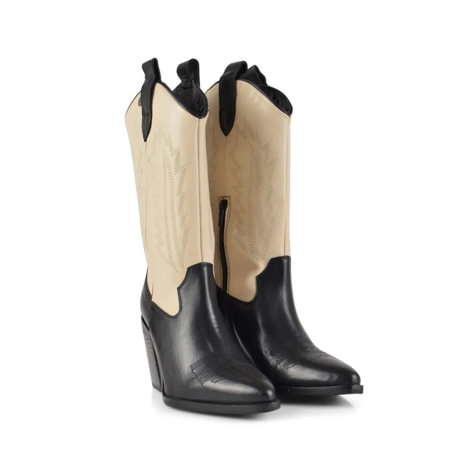 bota_cowboy__negro_beige__1.webp Calzaro Botas Cowboy | Bota Cowboy 23959 Negro Beige Piel Combinada