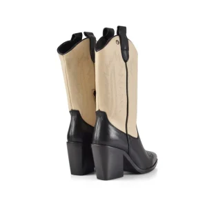 Calzaro Botas Cowboy | Bota Cowboy 23959 Negro Beige Piel Combinada