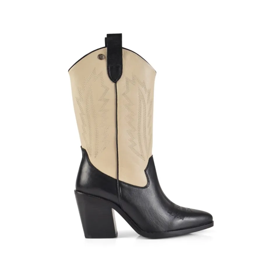 bota_cowboy__negro_beige__3.webp Calzaro Botas Cowboy | Bota Cowboy 23959 Negro Beige Piel Combinada