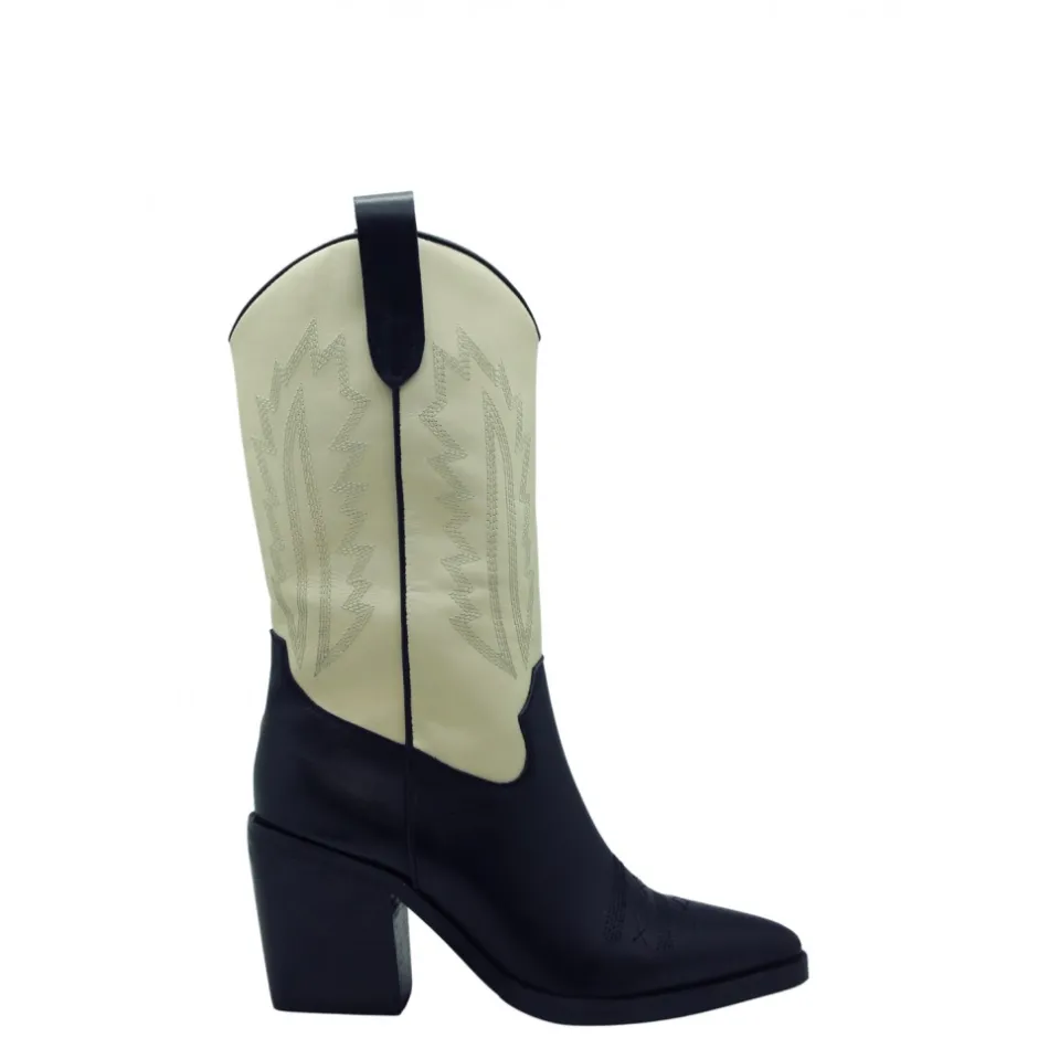 bota_cowboy__negro_beige__4.webp Calzaro Botas Cowboy | Bota Cowboy 23959 Negro Beige Piel Combinada