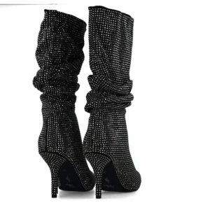 Calzaro Botas Y Botines Mujer | Bota Fantasía Strass 24574 Negro.