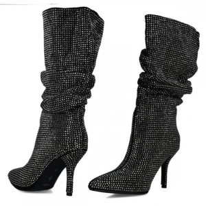 Calzaro Botas Y Botines Mujer | Bota Fantasía Strass 24574 Negro.