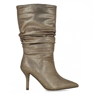 Calzaro Botas Y Botines Mujer | Bota Fantasía Strass 24574 Oro.