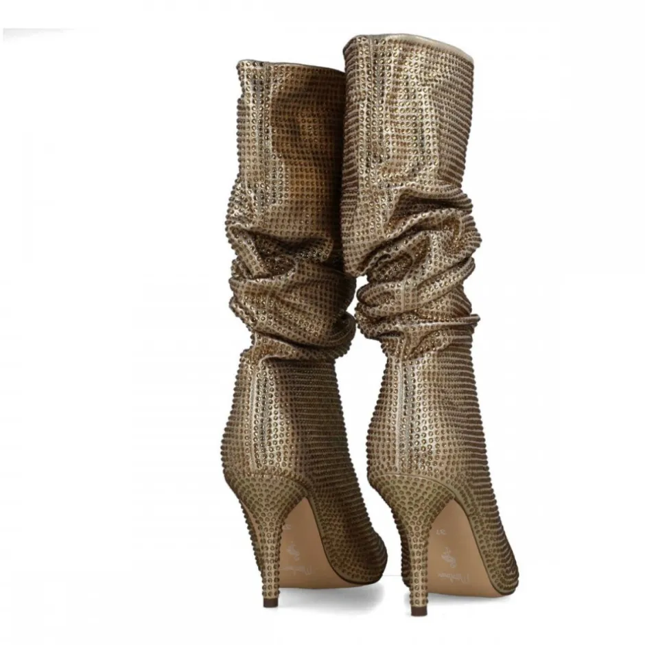 bota_fantasa_strass__oro_1.webp Calzaro Botas Y Botines Mujer | Bota Fantasía Strass 24574 Oro.