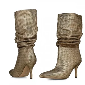 Calzaro Botas Y Botines Mujer | Bota Fantasía Strass 24574 Oro.