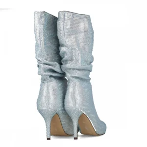 Calzaro Botas Y Botines Mujer | Bota Fantasía Strass 24574 Plata.