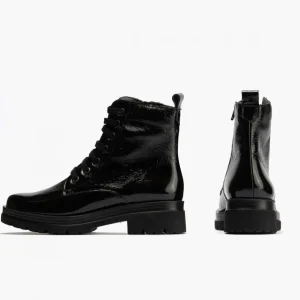 Calzaro Botas Y Botines Mujer | Botas Bajas Y Botines | Bota Militar 10099 en Charol Mujer Color Negro.