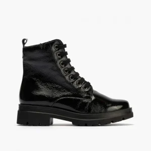 Calzaro Botas Y Botines Mujer | Botas Bajas Y Botines | Bota Militar 10099 en Charol Mujer Color Negro.
