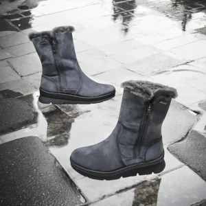 Calzaro Casual | Botas De Pelo | Bota Mujer Pelo Serraje Grafito Membrana Impermeable 9072 Water Proof