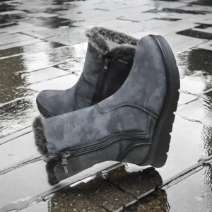 Calzaro Casual | Botas De Pelo | Bota Mujer Pelo Serraje Grafito Membrana Impermeable 9072 Water Proof