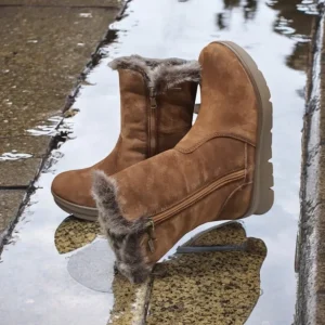 Calzaro Casual | Botas De Pelo | Bota Mujer Pelo Serraje Tabaco Membrana Impermeable 9072 Water Proof