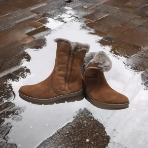 Calzaro Casual | Botas De Pelo | Bota Mujer Pelo Serraje Tabaco Membrana Impermeable 9072 Water Proof
