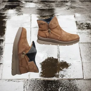 Calzaro Casual | Botas Y Botines Mujer | Bota Mujer Serraje Tabaco Membrana Impermeable 9073 Water Proof