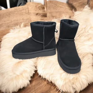 Calzaro Casual | Botas De Pelo | Bota Pelo Lescun Serraje Negro Tipo Australiano.