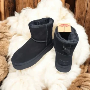 Calzaro Casual | Botas De Pelo | Bota Pelo Lescun Serraje Negro Tipo Australiano.