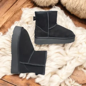 Calzaro Casual | Botas De Pelo | Bota Pelo Lescun Serraje Negro Tipo Australiano.