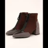 Calzaro Botas Y Botines Mujer | Botines Bicolor Gris y Burdeos  462J006 con Tacón y Cremallera Frontal.