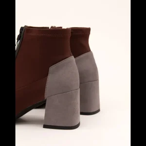 Calzaro Botas Y Botines Mujer | Botines Bicolor Gris y Burdeos  462J006 con Tacón y Cremallera Frontal.