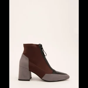 Calzaro Botas Y Botines Mujer | Botines Bicolor Gris y Burdeos  462J006 con Tacón y Cremallera Frontal.