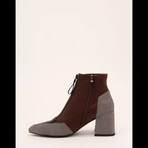 Calzaro Botas Y Botines Mujer | Botines Bicolor Gris y Burdeos  462J006 con Tacón y Cremallera Frontal.