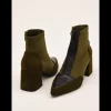 Calzaro Botas Y Botines Mujer | Botines en Verde y Negro 462J006 con Cremallera Frontal.