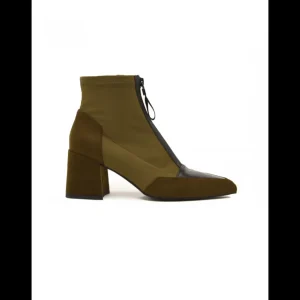 Calzaro Botas Y Botines Mujer | Botines en Verde y Negro 462J006 con Cremallera Frontal.