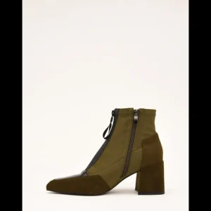 Calzaro Botas Y Botines Mujer | Botines en Verde y Negro 462J006 con Cremallera Frontal.